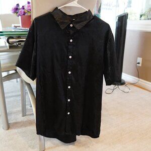 BRAND NEW - Black Button Down Short Sleeve - Large - Hooyi